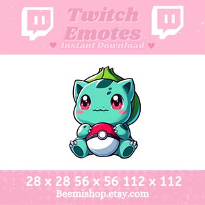 Bulbasaur Holding A Poke Ball Twitch Discord Emote Cute Kawaii Adorable Discord Youtube Server Stream