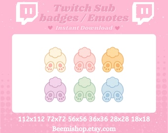 Bunny Butt Twitch Discord Sub Badges – Kawaii Bunny Tail Icons, Cute Pastel Rabbit Back Emotes for Streamers & Subscribers, Instant Download