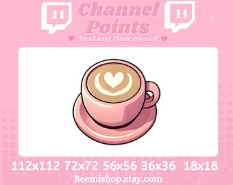 Channel Points Coffee Cappuccino Latte Drink Cafe Pink Twitch Discord Emote Cute Kawaii Adorable Discord Youtube Server Sub Badge