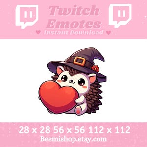 Hedgehog Witch Love Heart Halloween Spooky Scary Happy Adorable Twitch Discord Emote Stream Animal Youtube Cute Chibi Baby