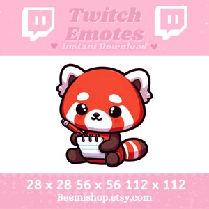Red Panda Taking Notes Smart Thinking Nerd Kawaii Funny Adorable Anime Twitch Discord Emote Stream Animal Youtube Cute Chibi