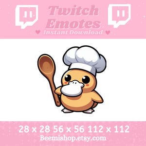 Psyduck Chef Cooking Happy Twitch Discord Emote Cute Kawaii Adorable Discord Youtube Server Stream