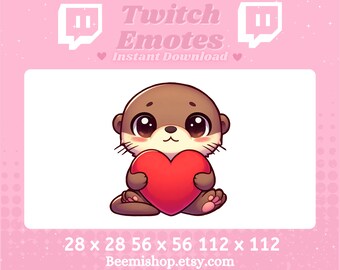 Emotes de Twitch Emote de Discord Nutria Emotes de animales Amor Corazón Acogedor Lindo Twitch Adorable Servidor de Youtube Kawaii Marrón Encantador