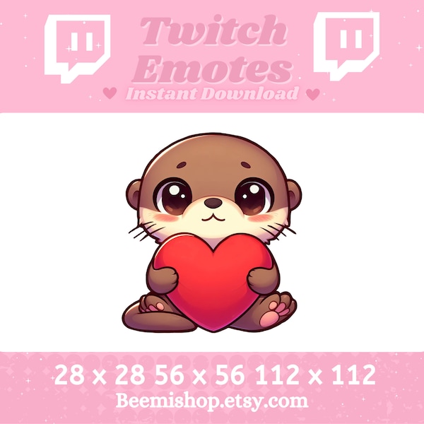 Twitch Emotes Discord Emote Otter Animal  Emotes Love Heart Cozy Cute Twitch Adorable Youtube Server Kawaii Brown Lovely