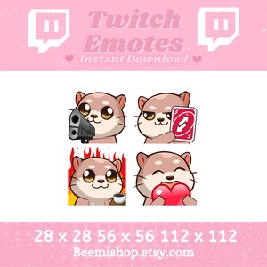 Bonito Chibi Otter Pack Gun Uno Reverse Love Ok Fine Adorável Discord Youtube Server Engraçado Stream Twitch Discord Emote Emotes Stream Set