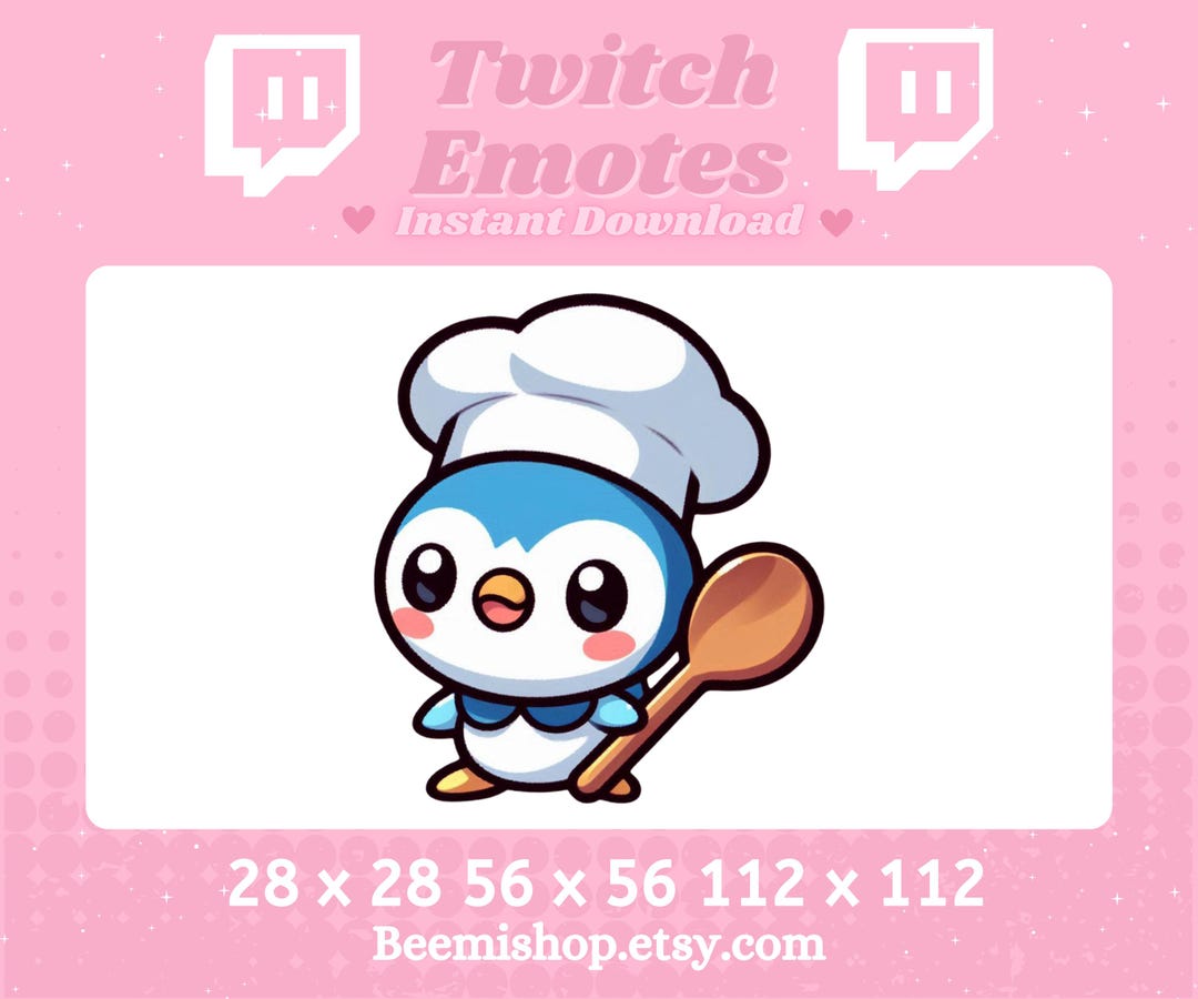 Piplup Chef Cooking Happy Penguin Twitch Discord Emote Cute Kawaii ...