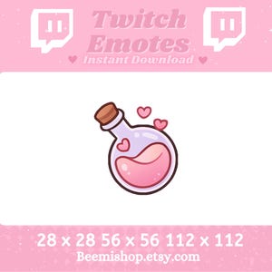 Love Potion Twitch Discord Emote – Pink Magic Flask Emoji PNG for Channel Points & Stream Assets