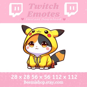 Pikachu Calico Cat Kawaii Plush Happy Adorable Twitch Discord Emote Stream Animal Youtube Cute Chibi Kitten Funny Meme