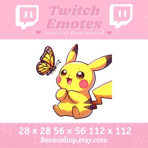 Pikachu Butterfly Happy Twitch Discord Emote Cute Kawaii Adorable Discord Youtube Server Stream