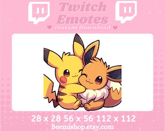 Twitch Discord Emote Pokemon Cute Pikachu Eevee Emotes Hug Hugging Cuddle Server Kawaii Youtube Stream Bestfriends Adorable