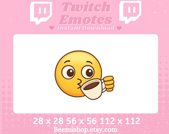 Sipping Tea Drama Twitch Discord Reaction Emote – Funny Gossip Mood Chat Emote, Stream Asset Instant Download