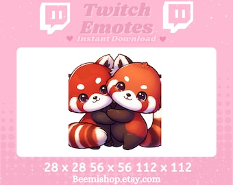 Red Panda Hugging Cuddle Comfy Cozy Best Friends Lover Kawaii Funny Adorable Anime Twitch Discord Emote Stream Animal Youtube Cute Chibi
