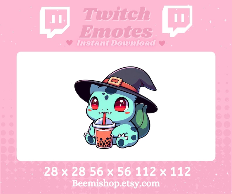 Bulbasaur Witch Drinking Boba Tea Happy Halloween Scary Evil Twitch