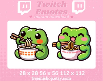 Twitch Discord Emote Cute Frog Emotes Eating Cup Noodles Youtube Kick  Stream Food Adorable Yummy Tasty