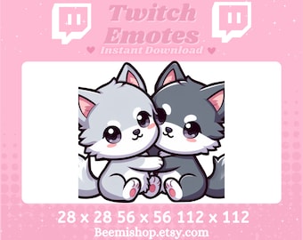 Twitch Discord Emotes Wolf Hug Cuddle Love Emotes Cute Youtube Server Kawaii Adorable Bestfriends Lover