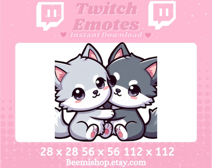 Twitch Discord Emotes Wolf Hug Cuddle Love Emotes Cute Youtube Server ...
