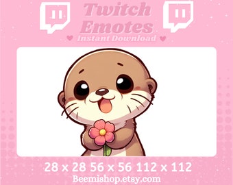 Twitch Discord Emote Cute Otter Emotes Kawaii Flower Cozy Adorable Youtube Server Animal Happy