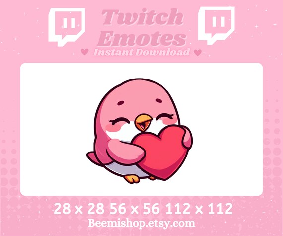 ピンクの鳥 愛らしいハート 幸せ 愛らしい Twitch Discord 絵文字