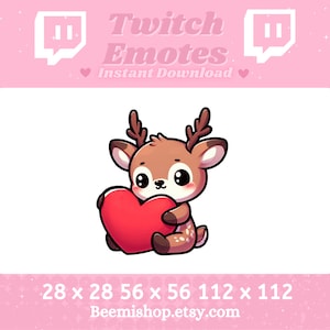 Deer Love Heart Happy Hug Twitch Discord Emote Cute Kawaii Adorable Discord Youtube Server Stream Animal