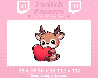Deer Love Heart Happy Hug Twitch Discord Emote Cute Kawaii Adorable Discord Youtube Server Stream Animal