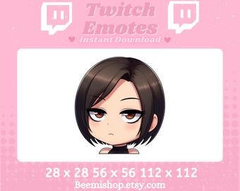 Ada Wong Resident Evil Bored Eyeroll Uninterested Video Games Adorable Twitch Discord Emote Cute Chibi Youtube Server Kawaii Stream