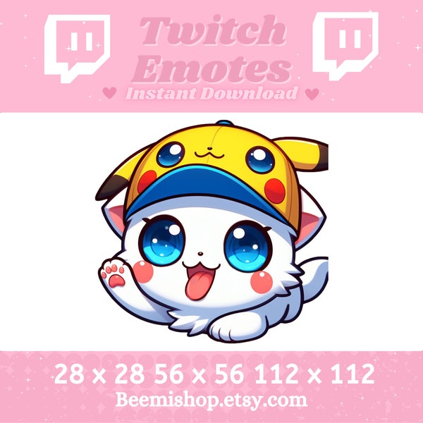 Twitch Discord Emote Cute Pikachu Cat Emotes Kitten White Sticking Out Tongue Kawaii Adorable Youtube Server Stream Funny