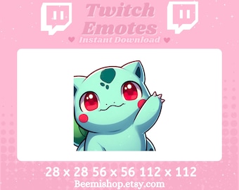 Bulbasaur Waving Hi Hello Greeting Happy Twitch Discord Emote Cute Kawaii Adorable Discord Youtube Server Stream