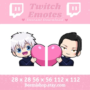 2 Emotes Cute Chibi Gojo Geto Anime Sorcerer Half Full Heart Love Adorable Youtube Server Kawaii Manga Stream Funny Twitch Discord Emote