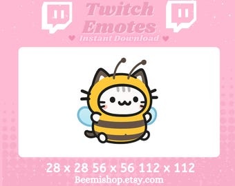 Cat In Bee Costume Emotes Funny Meme Wings Twitch Discord Emote Stream Animal Youtube Cute Chibi Kawaii Sweet