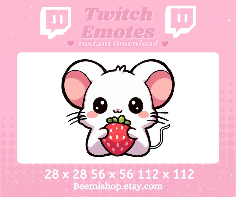 Twitch Emotes Discord Emote Cute Mouse Emotes White Strawberry Kawaii