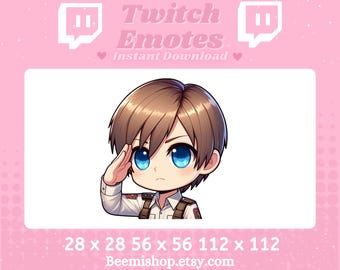 Leon Kennedy Resident Evil Saludo Saludo Saludo Videojuego Bruja Discord Emote Youtube Server Stream Lindo Chibi