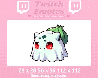 Bulbasaur Ghost Spooky Halloween Scary Evil Twitch Discord Emote Cute Kawaii Adorable Discord Youtube Server Stream