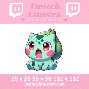 Bulbasaur Shocked Surprised Happy Twitch Discord Emote Cute Kawaii Adorable Discord Youtube Server Stream