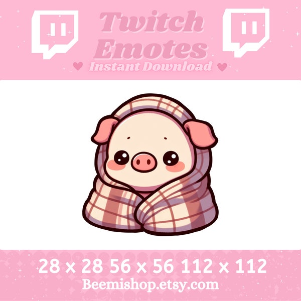 Cute Pig Comfy Blanket Cozy Happy Kawaii Adorable Youtube Server Stream Animal Twitch Discord Emote Emotes