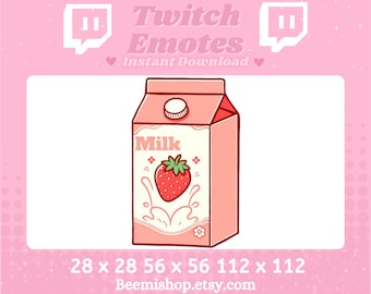 Twitch Discord Emote Lindo Fresa Leche Emote Kawaii Adorable Youtube Server Stream