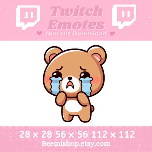Brown Bear Teddy Bear Crying Sad Upset Twitch Discord Emote Cute Kawaii Adorable Discord Youtube Server Stream Animal