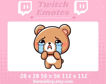 Brown Bear Teddy Bear Crying Sad Upset Twitch Discord Emote Cute Kawaii Adorable Discord Youtube Server Stream Animal