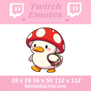 Witte Gans met een paddestoelhoed Kawaii Schattige YouTube-server Stream grappige dierentwitch Discord-emotes