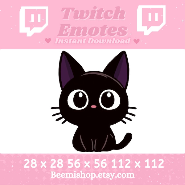 Twitch Discord Emote Jiji Kiki's Delivery Service Cute  Black Cat Emotes  Anime Discord Youtube Server Adorable Pet