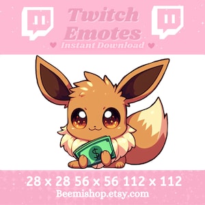 Twitch Emote|Discord Emote|Eevee|Money|Emote| Emotes|Cute| Twitch|Discord Server|Adorable|Funny|Pokemons|Pokemon|Holding Money By Beemi Shop