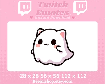 Twitch Emote Cute Ghost Cat Emotes Boo Halloween Scary Kawaii Stream  Adorable  Server Funny
