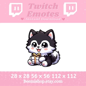Husky Dog Gift Box Happy Funny Wolf Cute Adorable Kawaii Youtube Server Stream Twitch Discord Emote Emotes