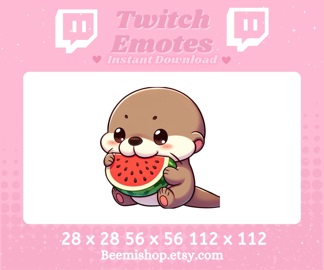Brown Otter Eating Watermelon Funny Meme Adorable Twitch Discord Emote