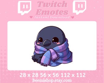 Raven Crow In A Blanket Comfy Cozy Blankies Kawaii Funny Adorable Twitch Discord Emote Stream Animal Youtube Cute Chibi