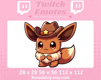 Twitch Discord Emote Cute Pokemon Eevee Emotes Cowboy Yeehaw  Kawaii Adorable Youtube Server Stream Funny