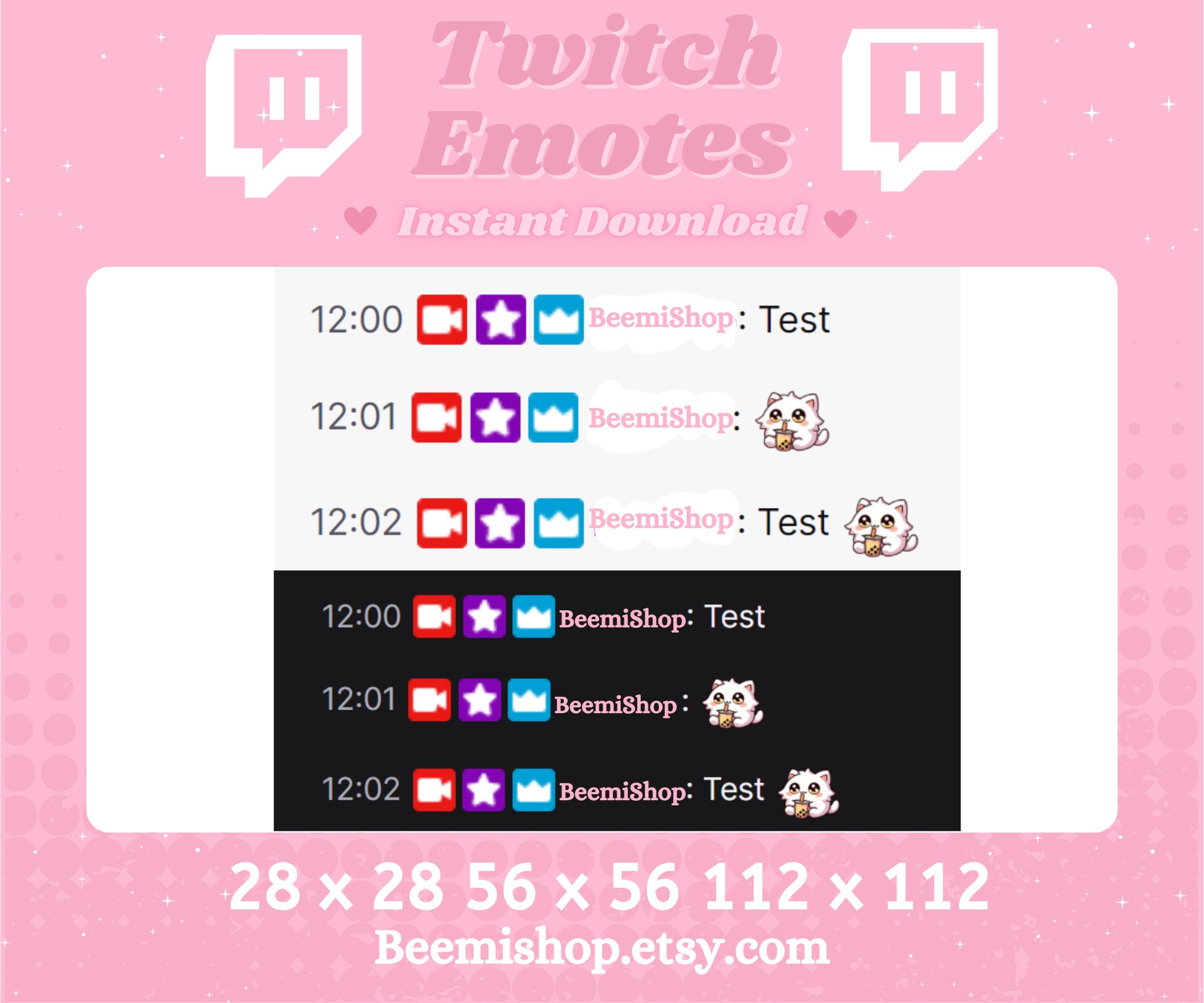 Twitch Emote Discord Emotecute Cat Emote Twitch discord Boba Tea Addict ...