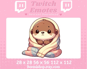 Twitch Discord Emote Otter Emotes Blanket Cozy Cute Twitch Adorable Discord Youtube Server Kawaii Animal Brown Comfy