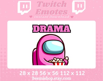 Twitch Emotes Discord Emote Funny Pink Among Us Emotes Eating Popcorn Drama Youtube Server Kawaii Funny Stream Chat