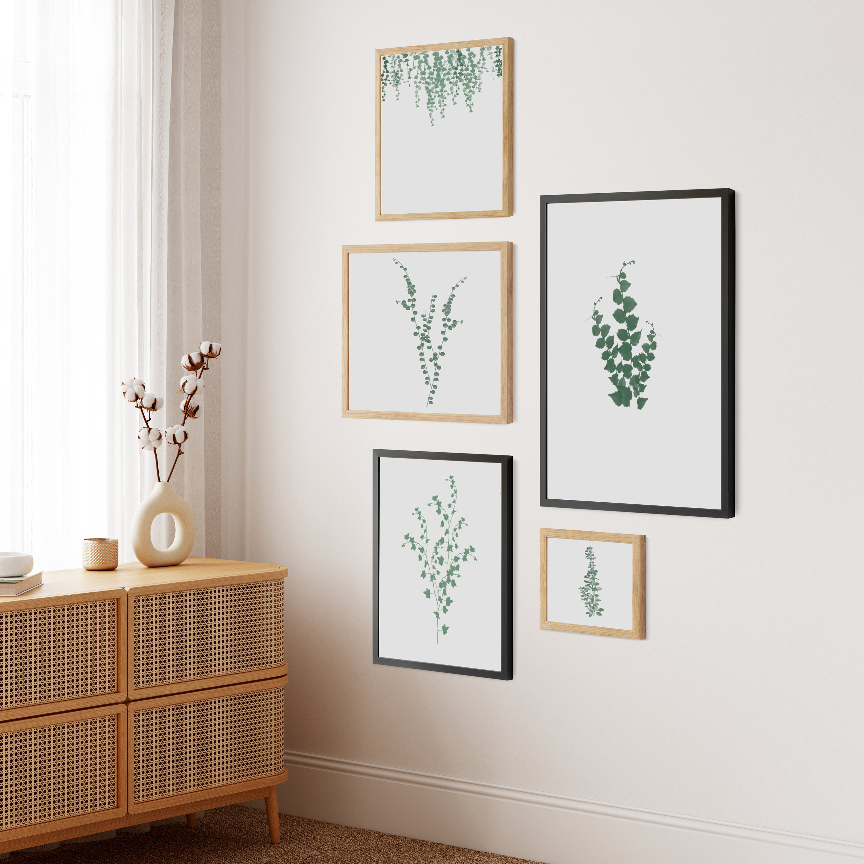 Set of 6 Greenery Wall Art, Printable Botanical Plant, Minimalist ...
