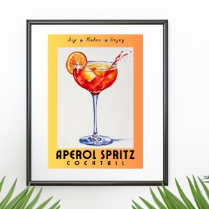 Aperol Spritz Print - Aperol Spritz Poster - Cocktail Poster, Retro Bar Dekor, Aquarell Getränk Illustration, Küche & Wohndekor